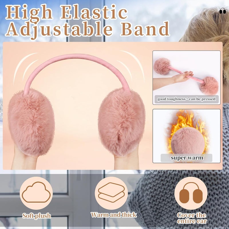 Lainlight Store Ear Muffs Winter Women Girls Adjustable Faux Fur Ear Warmers Comfy Cute Fuzzy Earmuffs - Image 3